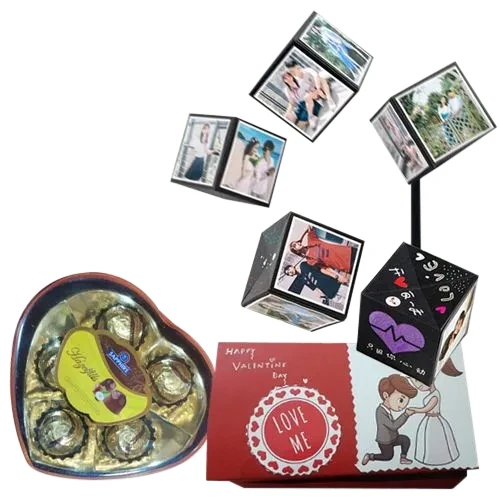 Splendid Personalized Photo Pop Up Box with Sapphire Hazelfills Chocolate Box	