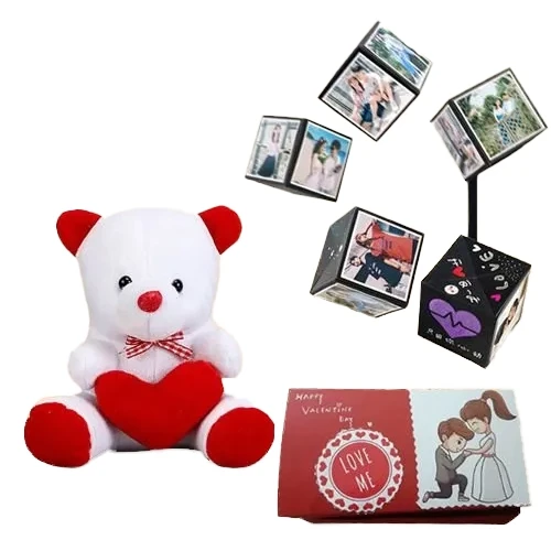 Alluring Personalized Photo PopUp Box with Heart Teddy