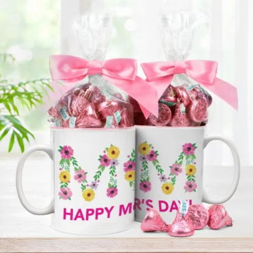 Delicious Hersheys Kisses Almond Chocolates in Personalized Coffee Mug Pair