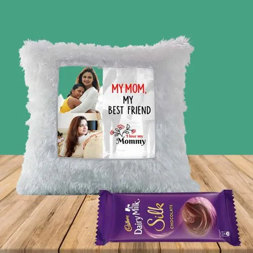 Magnificent Personalized Photo LED Cushion with Cadbury Silk