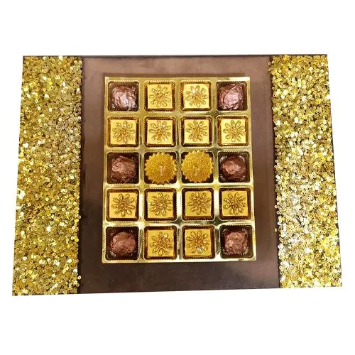 Enchanted Wooden Tray of Diya n Chocolates