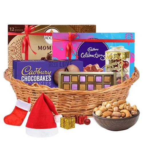 Amazing Basket of Assorted Chocolates N X-Mas Decor