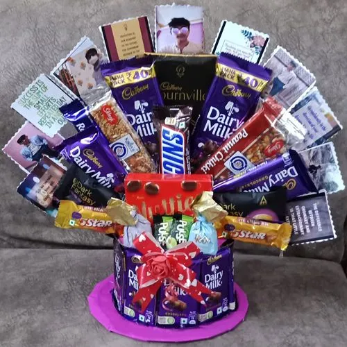 Beautiful Personalized Display of Assorted Chocolates with Chikki N Photos