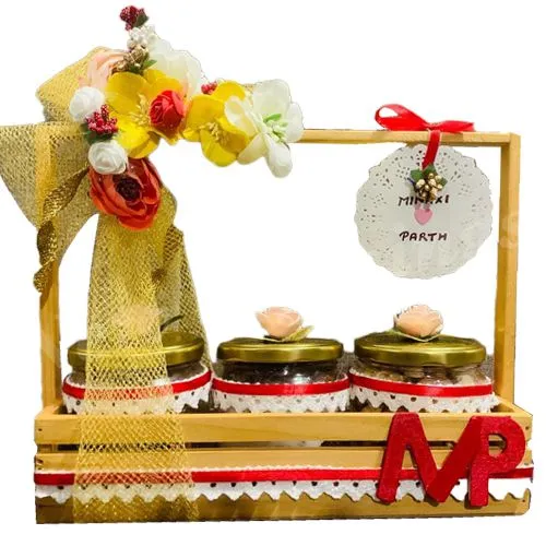 Remarkable Wedding Anniversary Dry Fruit Gift in Glass Jar