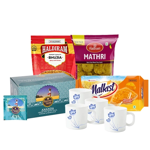 Premium Karma Kettle Ananda Tea with Savories N Cup Set Gift
