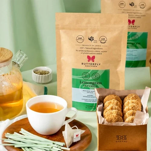 Mindease Combo   A Classic Lemongrass Infusion N Cookies Duo