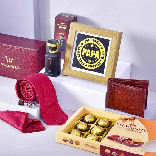 Remarkable Dad Frame with Grooming Kit N Chocolates Hamper