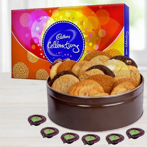 Assorted Cookies, Cadbury Chocolates n Diyas