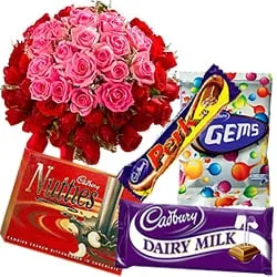 Shop for Rose Bouquet with Assorted Cadbury Chocolates