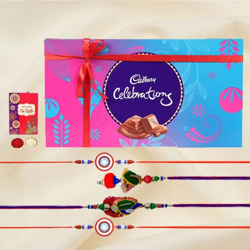 Fabulous Family Rakhi Set with Cadbury Celebration (126 gm)