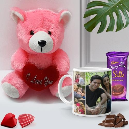 Exciting Combo of Teddy N Dairy Milk Silk with Personalized Mug
