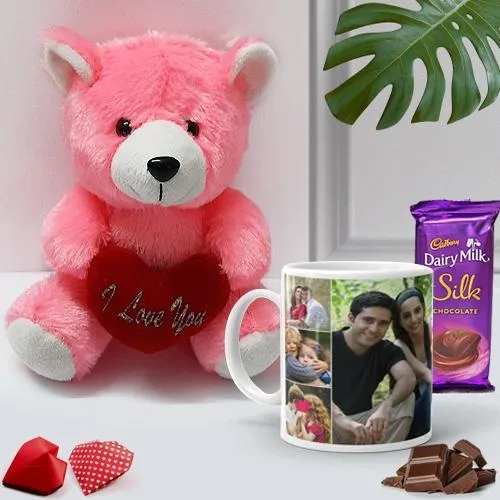 Exciting Combo of Teddy N Dairy Milk Silk with Personalized Mug