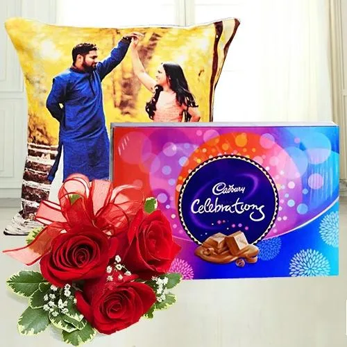 Amazing Combo of Cadbury Celebration with Rose Posy N Cushion