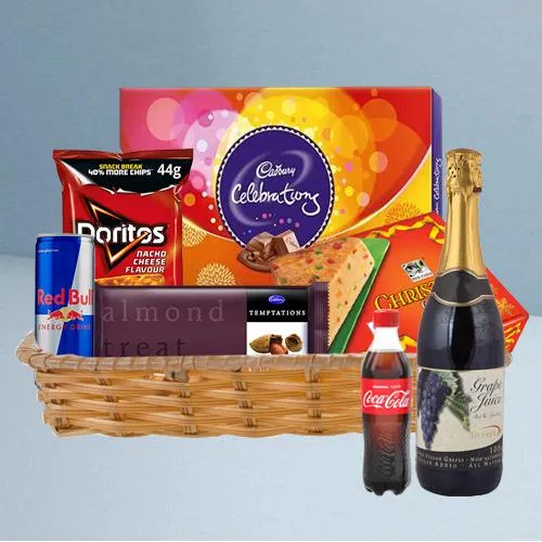Finest Grape Wine n Choco Delight Xmas Gift Basket