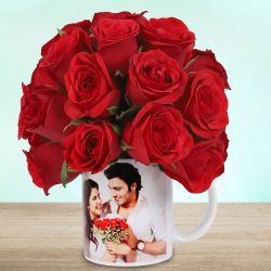 Gorgeous Red Roses in Personalized Photo Coffee Mug