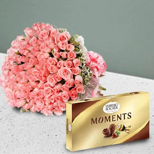 Lovely Choice of Pink Roses Bunch n Ferrero Moments