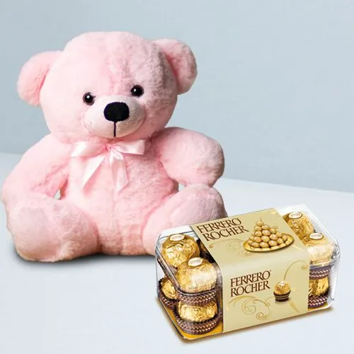 Adorable Teddy n Ferrero Rocher Box Combo for Valentine