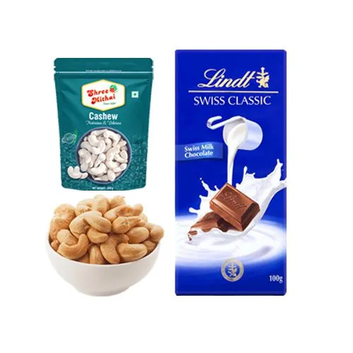 Kaju King Pack from Shree Mithai with Lindt Excellence Chocolate Bar