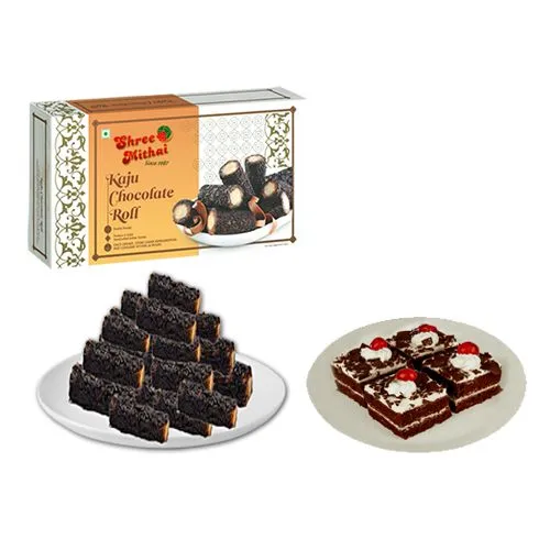 Best Combo of Shree Mithai Kaju Choco Roll with Chocolate Pastry