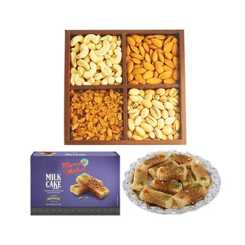 Best Combo of Shree Mithai Milk Cake with Assorted Dry Fruits
