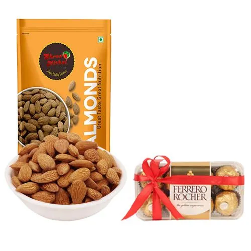 Pack of Almond Treat from Shree Mithai with Ferrero Rocher Chocolate