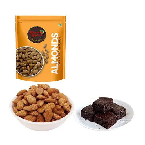 Best Gift Pack of Almond Treat from Shree Mithai with Brownie