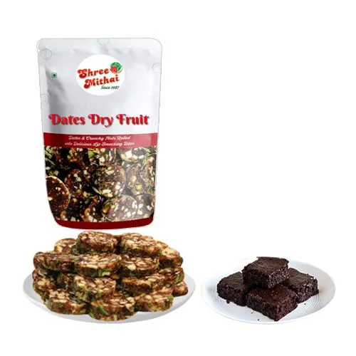 Enjoyable Shree Mithai Dry Fruit Dates Roll with Brownie