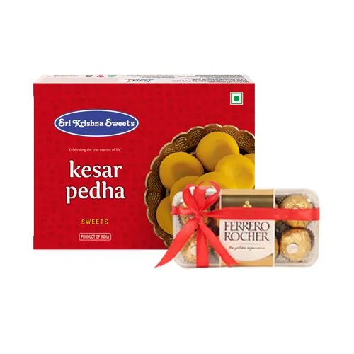 Sri Krishna Sweets Kesar Peda with Ferrero Rocher Chocolate