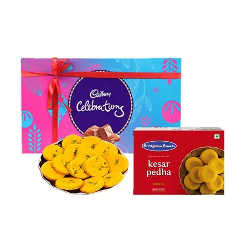 Sri Krishna Sweets Kesar Peda with Cadbury Celebration Chocolate