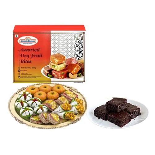 Royal Pack of Assorted Dry Fruit Sweets from Adyar Ananda Bhawan with Browine