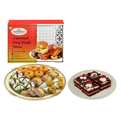 Gift of Adyar Ananda Bhawan Mixed Dry Fruit Sweets with Chocolate Pastry
