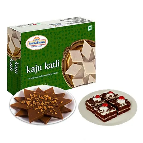 Gift of Adyar Ananda Bhawan Palmsugar Kaju Kathily with Chocolate Pastry