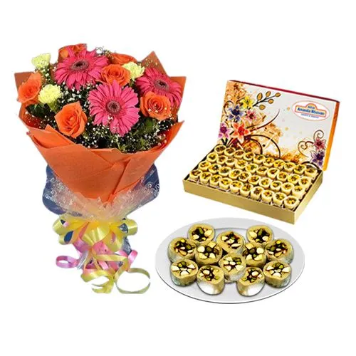 Famous Adyar Ananda Bhawan Dry Fruit Honey Dew with Mixed Flower Bouquet