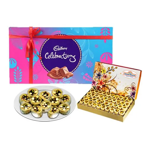 Gift Pack of Adyar Ananda Bhawan Dry Fruit Honey Dew with Cadbury Celebration