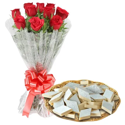 Darling Red Roses together with ambrosial Kaju Barfi