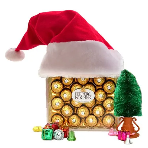 Xmas Special Ferrero Rocher with Santa Cap N Decor Items