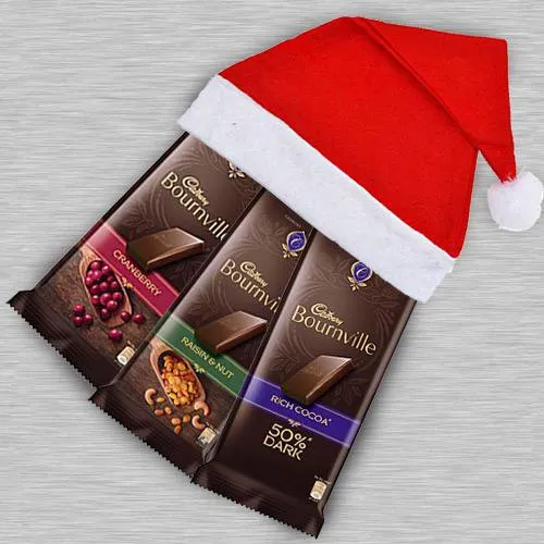 Delicious Cadbury Bournville Chocolate in Santa Clause Cap