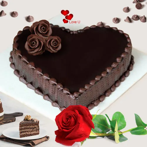Send Chocolate Cake N Red Rose Online