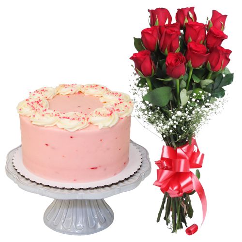 Online Order Bunch of Red Roses n Eggless Cake