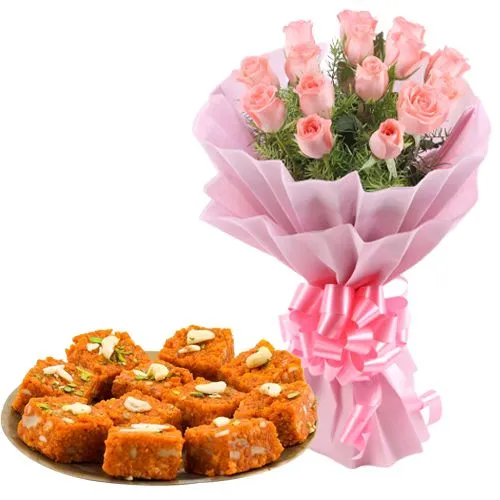 Charming Pink Roses with Moti Pak from Gangotree Sweets and Snacks Chennai