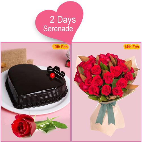 Fascinating Cake N Rose Gift for 2 Days Serenade