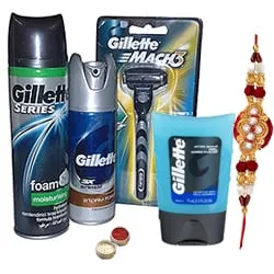 Refreshing Gillette shaving pack with Rakhi and Roli Tilak Chawal