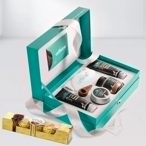 Coffee Mood Skin Care Gift Kit with Yummy Ferrero Rocher Chocolate