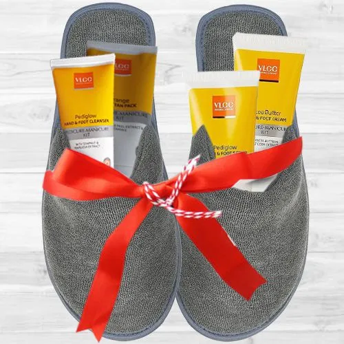 Elegant Warm Slippers with VLCC Foot Care Cream Set