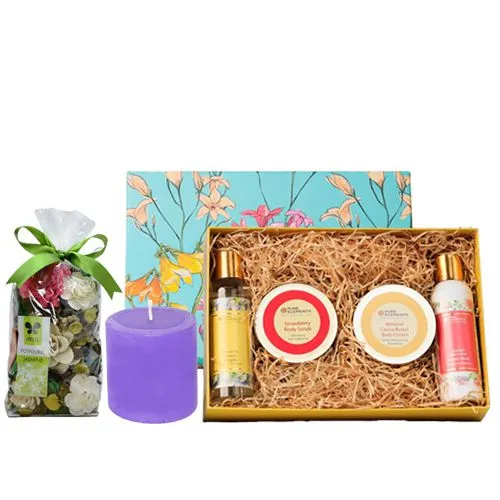 Classic Bath and Body Care Gift Set with Pillar Candle n Potpourri