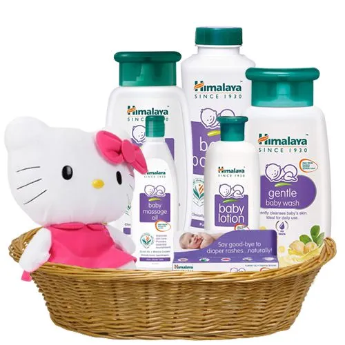 Exclusive Himalaya Baby Essential Basket with Kitty Stuffed Toy