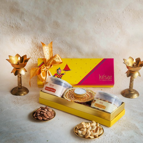 Special Almond N Cashew with Candle Gift Box from Kesar