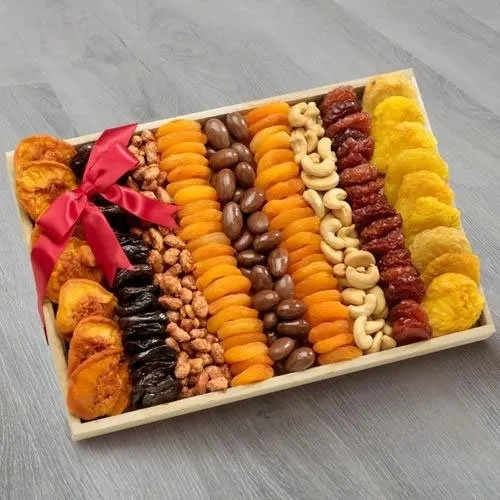 Lavish Gift Tray Full of Dried Fruits N Nuts for Mothers Day