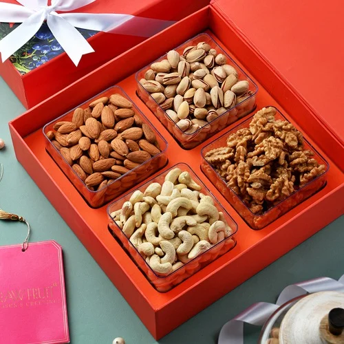 Ambrosial Nuts in an Orange Gift Box by RawFruit