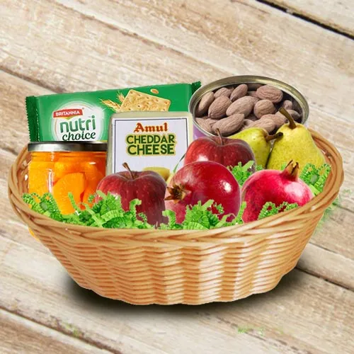 Marvelous Basket of Fresh Fruits N Assortments